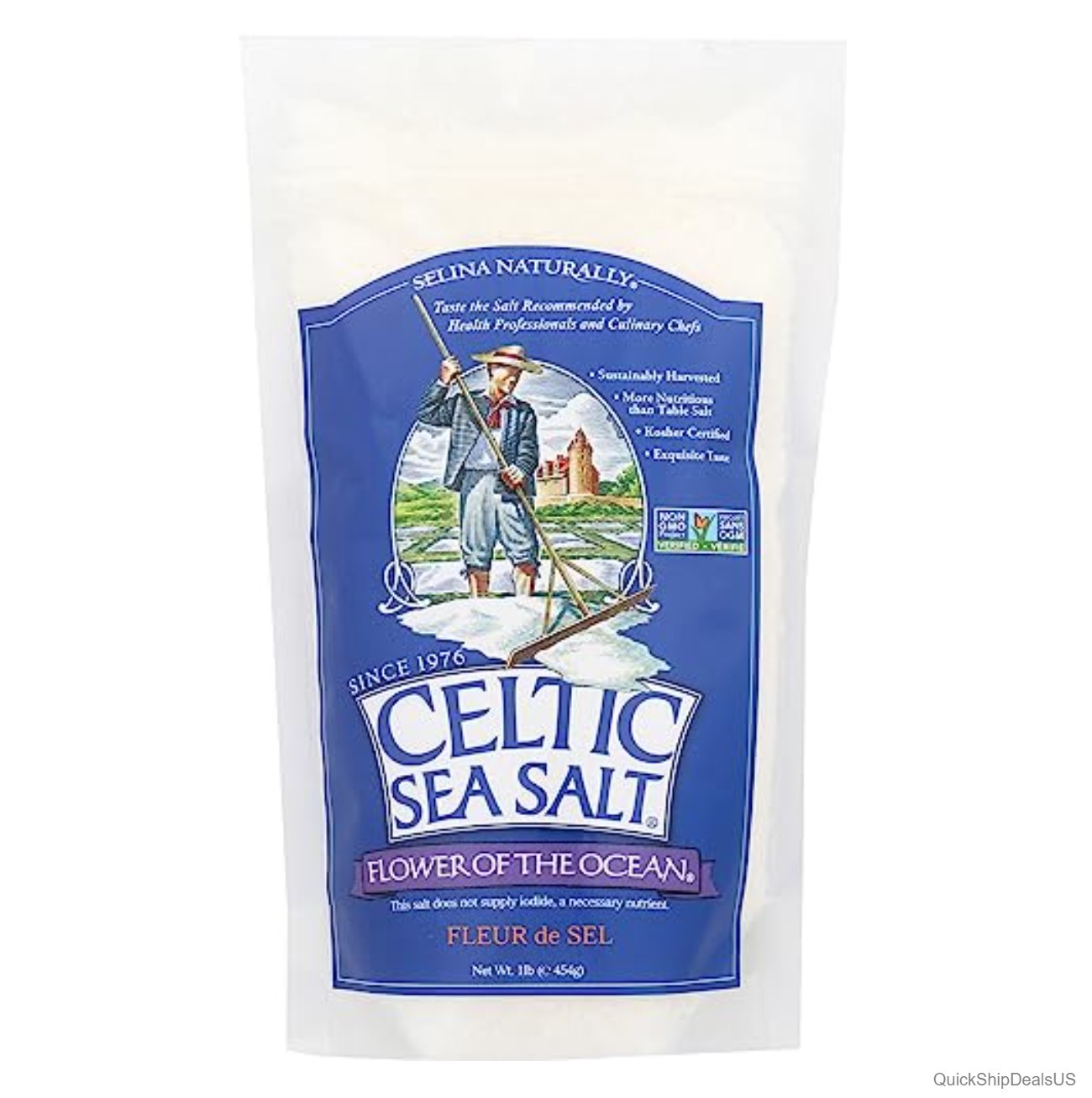 Fleur de Sel Sea Salt 1 Pound Bag Gourmet Finishing Salt Flower of the Ocean