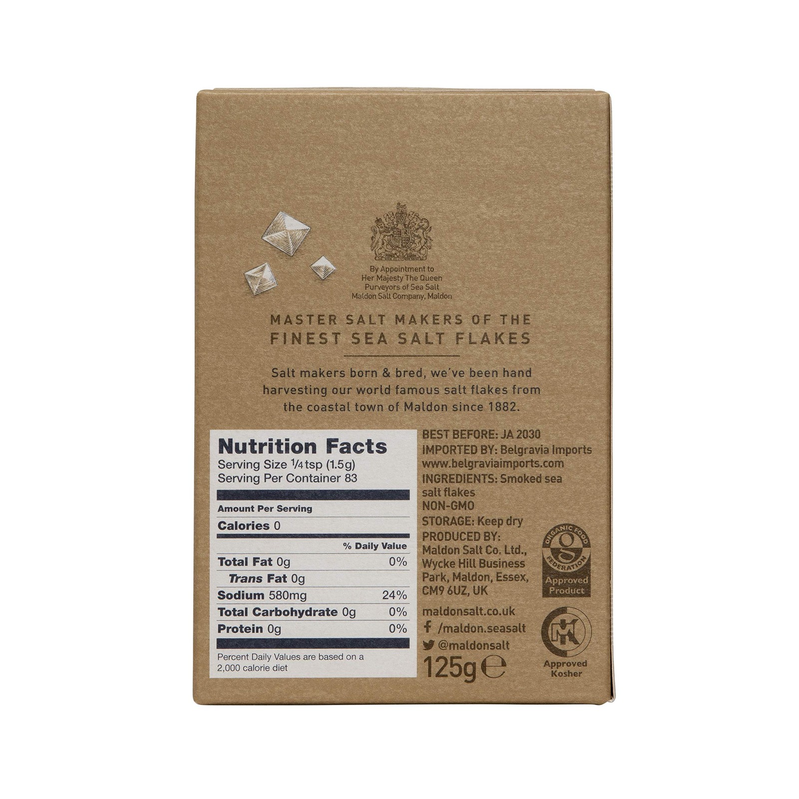 Maldon Smoked Sea Salt Flakes 4.4 Ounce Pack of 2 Natural Artisan Quality