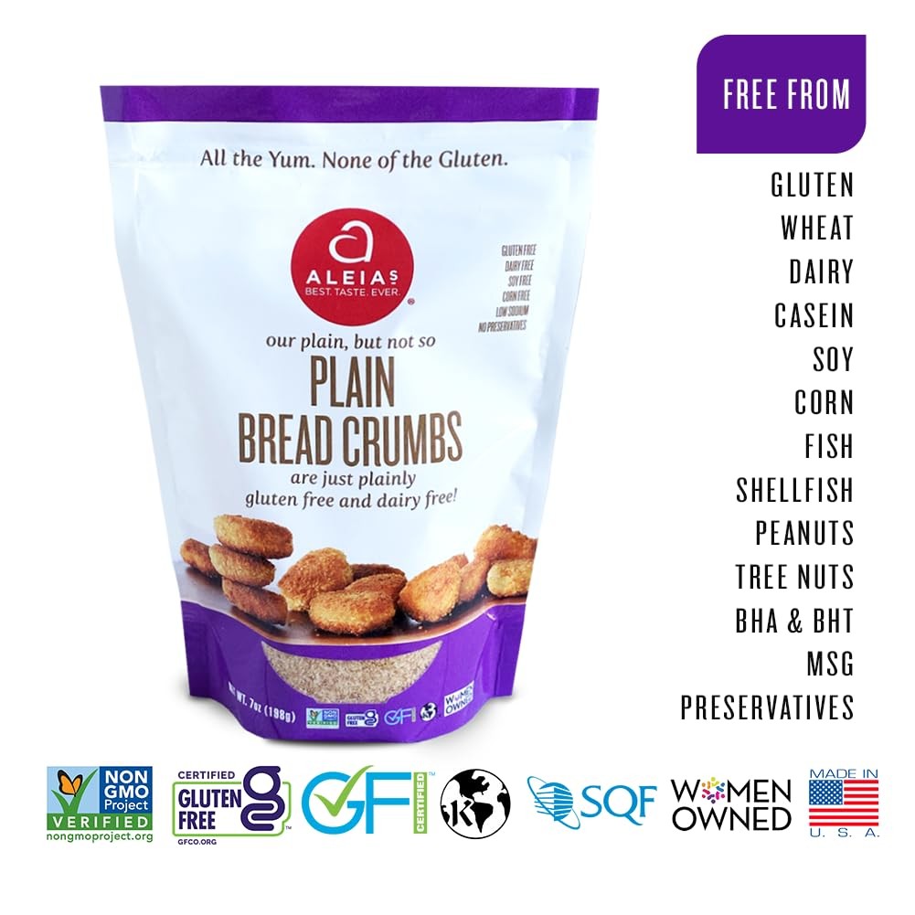 Aleia’s Gluten Free Plain Bread Crumbs – 7 oz (1 Pack) – Classic Gluten Free …
