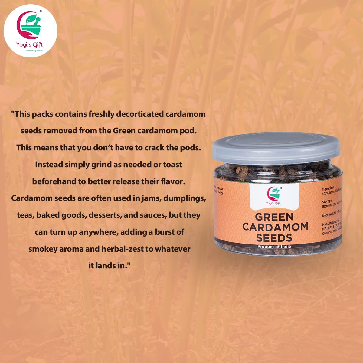 Cardamom seeds 1.76 oz / 50g Fresh & Fragrant Cardamon Seeds 1.76 Ounce