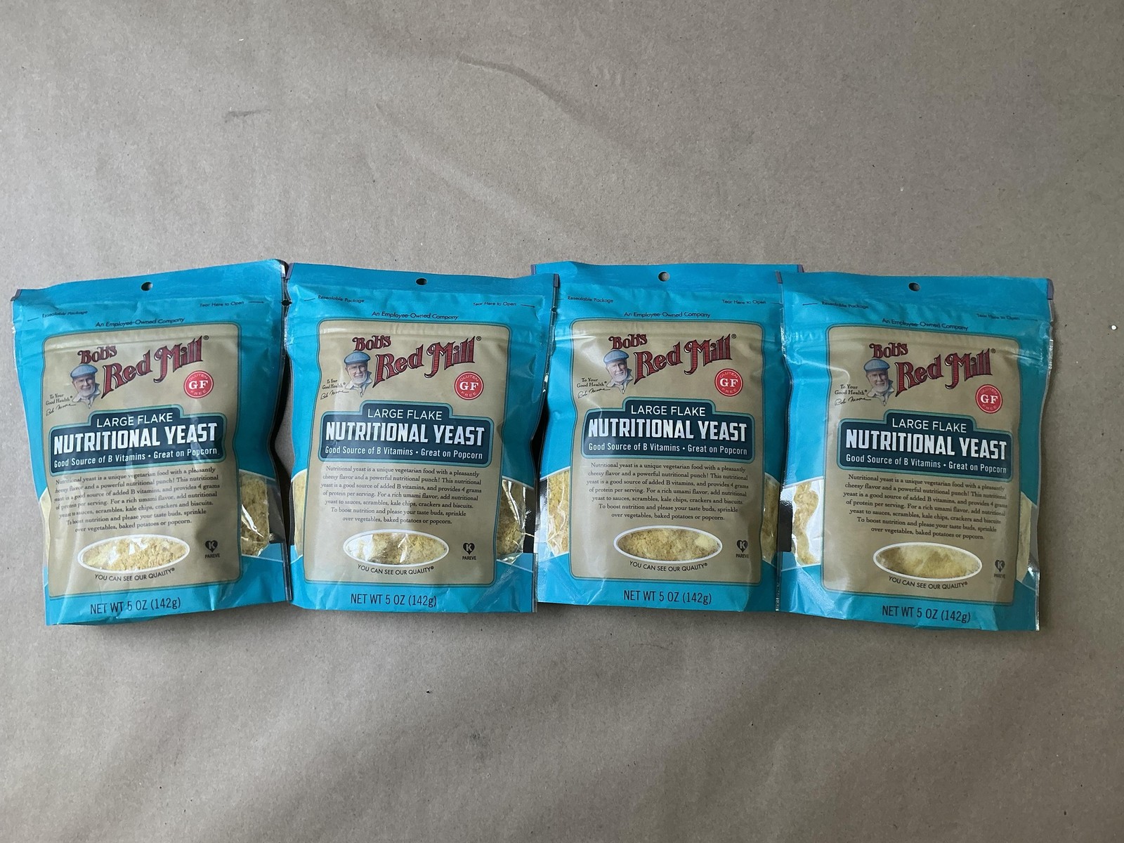 Lot Of 4 Bobs Red Mill Nutritional Yeast Large Flake Gluten Free 5 Oz Bags New