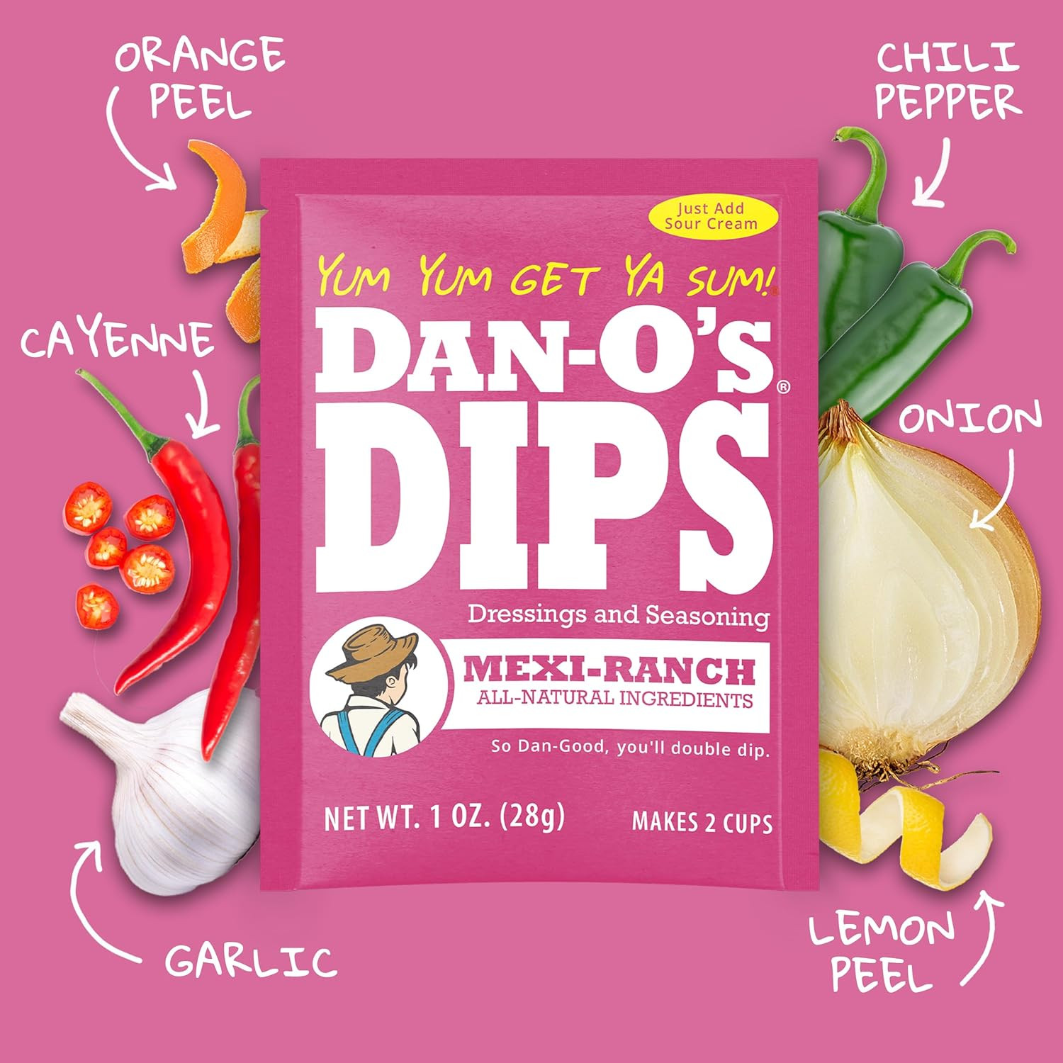 Dan-O’S Dips Variety Pack (4 Pack) – Ranch, Mexi-Ranch, French Onion & Dill Dip