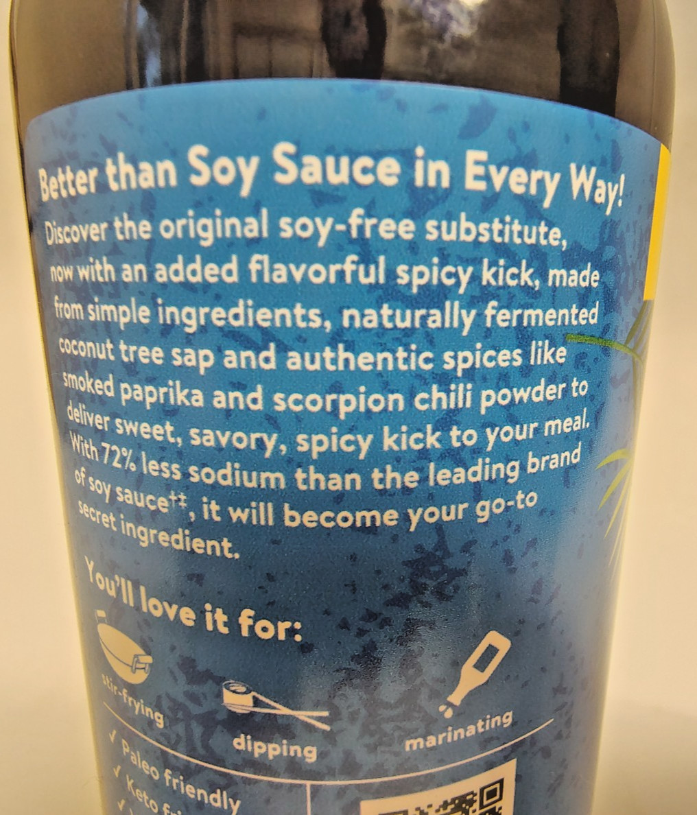 4X) Coconut Aminos, Soy-Free Soy Sauce Alternative, Medium Spicy, 10oz, BB 9/27