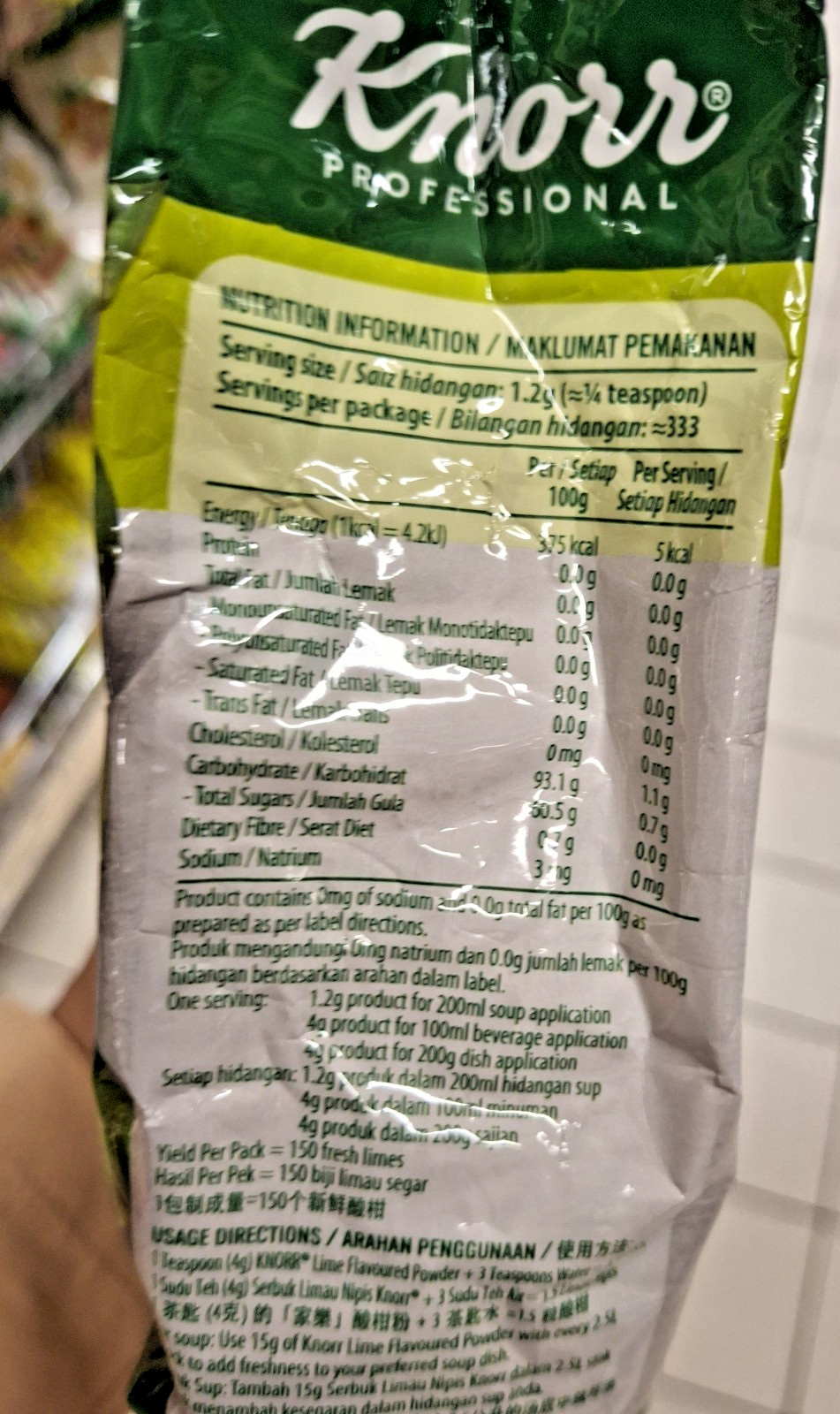 4 x Knorr Lime Powder 400g – Fresh Lime Taste Halal Certified Seasoning