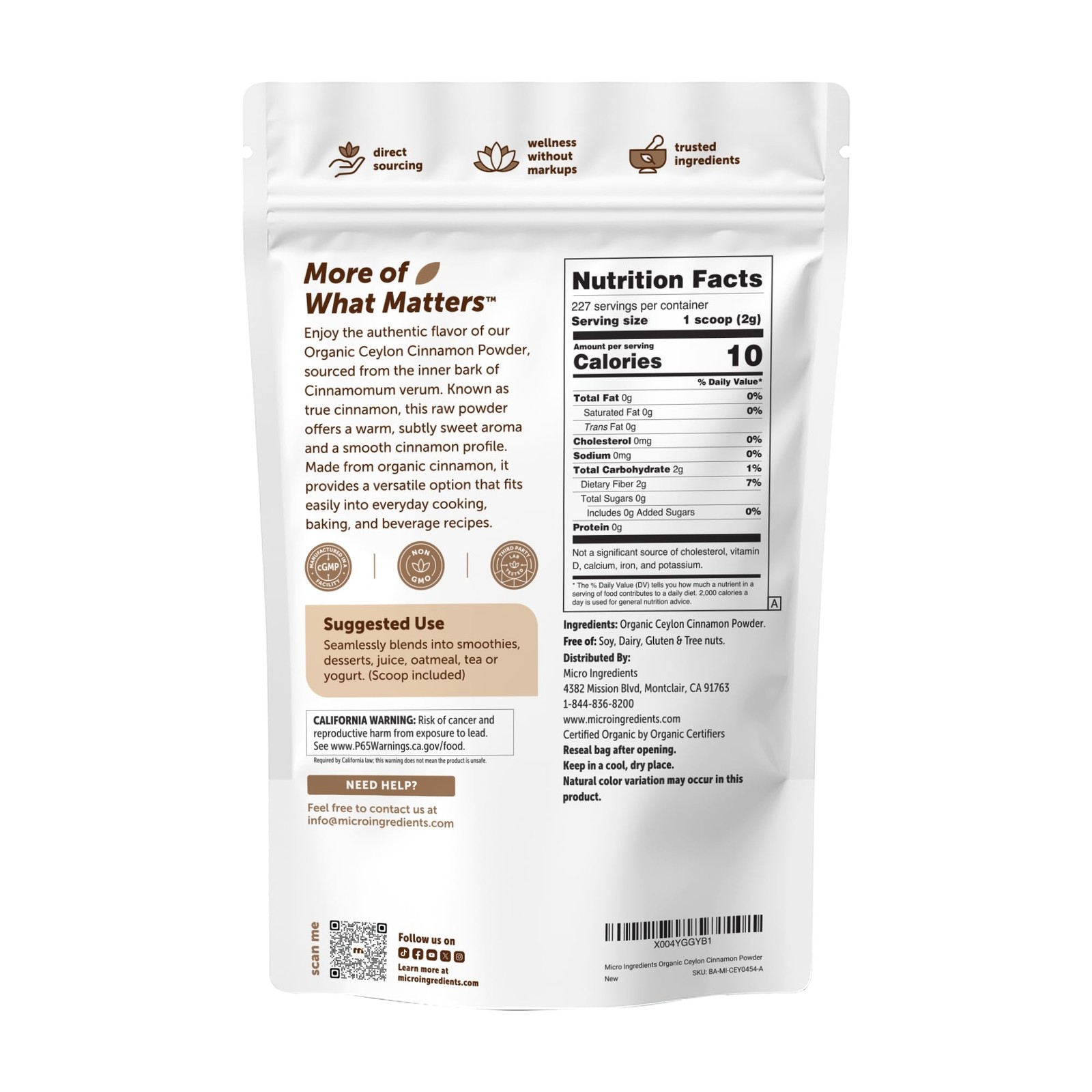 Micro Ingredients Organic Ceylon Cinnamon Powder, 1 lb | 1 Pound (Pack of 1)