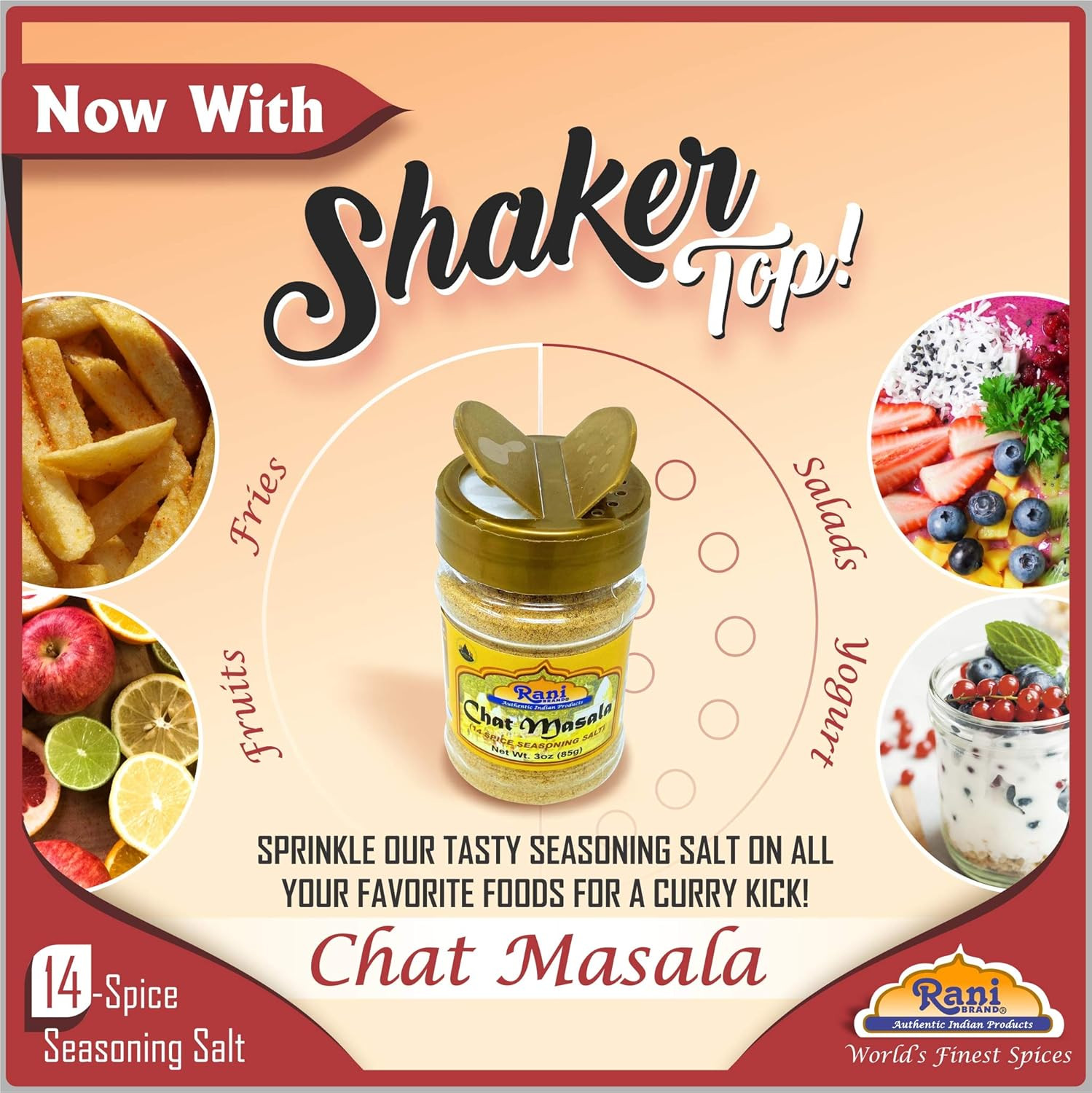Chat Masala (14 Spice Seasoning Salt) Tangy Indian Seasoning 4.5oz (127.5g) PET