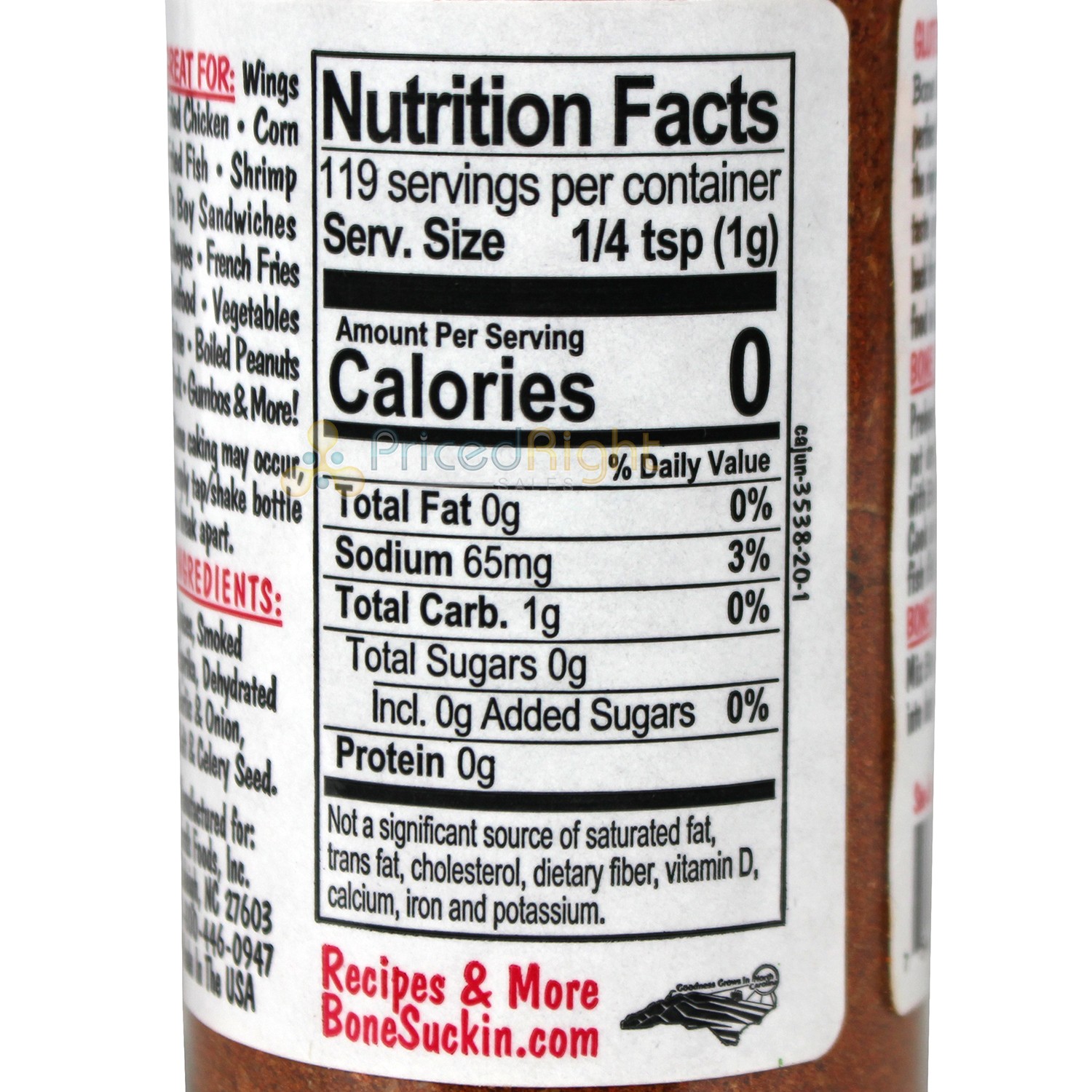 Bone Suckin’ Sauce Cajun Seasoning and Rub 4.2 Oz Bottle Non Gmo Gluten Fat Free
