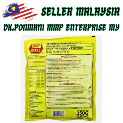 MALAYSIAN FOODS HERB BABA’S FISH CURRY POWDER (0.8oz) 250 gram X 5 PACKS NEW