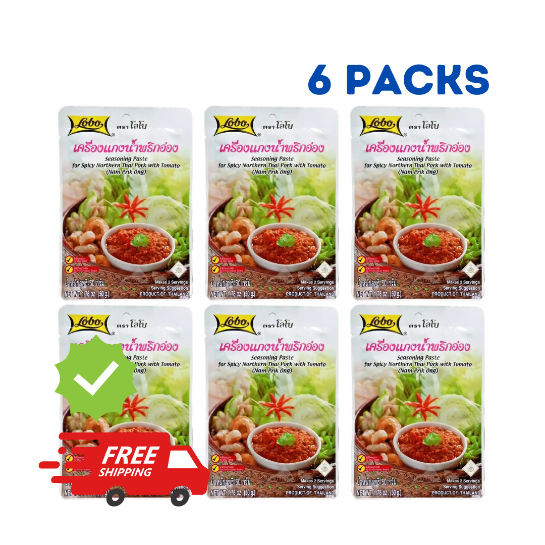 6x Lobo NAM PRIK ONG Seasoning Paste Northern Thai Food 50 g 1.76 oz