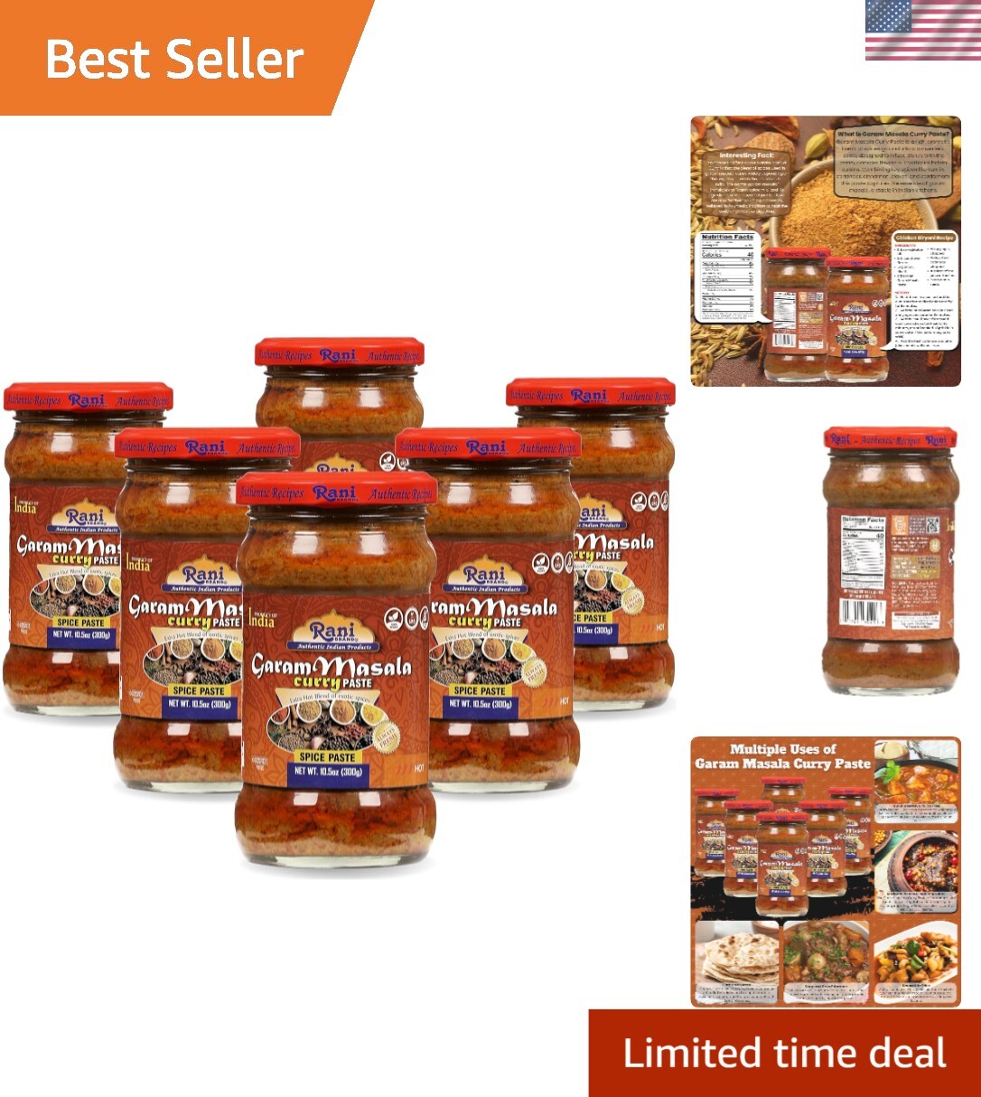 Authentic Indian Garam Masala Curry Paste – 6 Packs 10.5oz Glass Jars