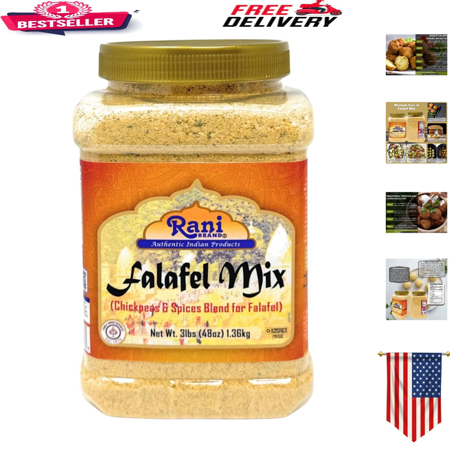 Rani 48oz Falafex Mix – Easy Falafel Blend, Kosher & Gluten Friendly