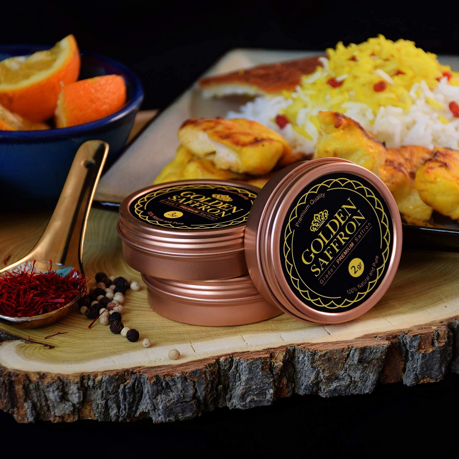 Golden Saffron, Finest Pure Premium All 2.0 Grams Standard, Red Threads