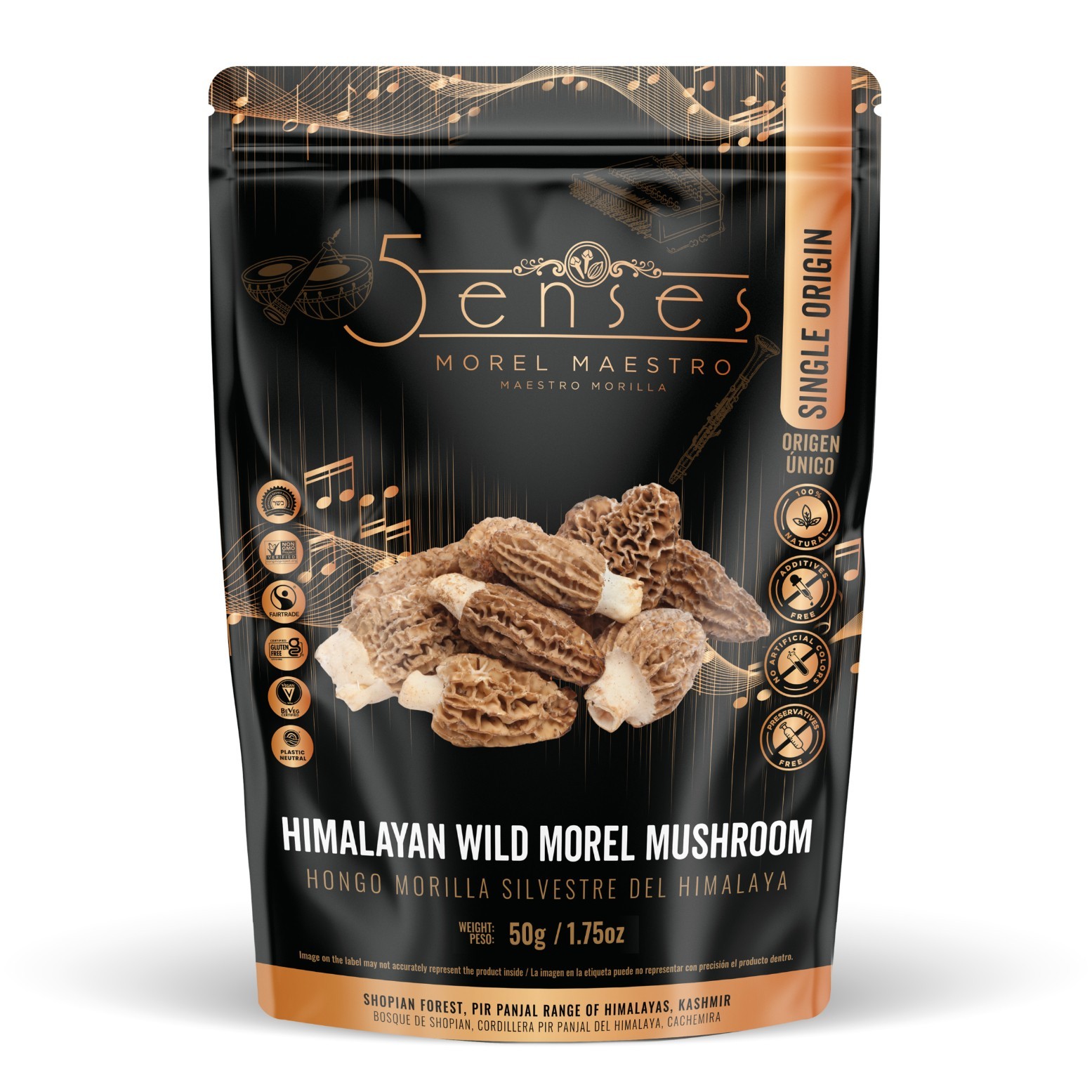 5Senses Himalayan Wild Morel Mushroom (Gucchi) | Hongo Morilla | Non-GMO, Kosher