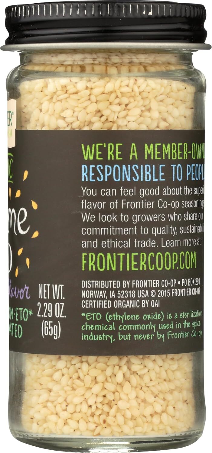 Frontier Nat Prod Co-Op Sesame Seeds Organic Whole Hulled 1 Each 2.32 Oz