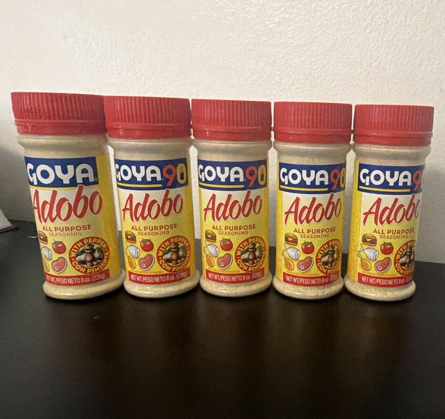 Goya Adobo All Purpose Seasoning with Pepper, 8 oz (226 g) Bottles, 5-Pack