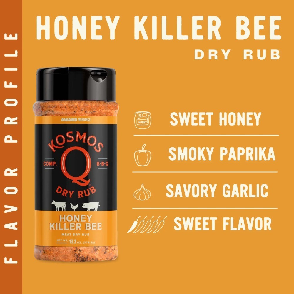 Honey Killer Bee Dry BBQ Rub Seasoning for Beef Chicken Pork 13.2 oz