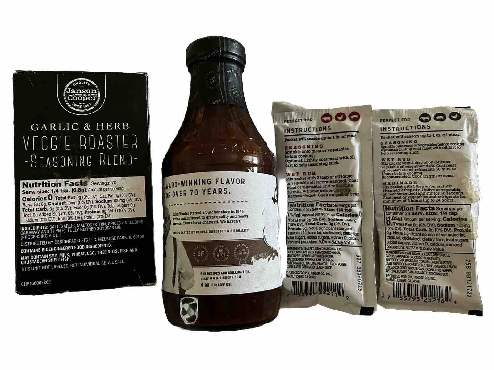 Kinders BBQ Sauce Roasted Garlic and Seasoning Blends Original 46 Steak Wet Rubs
