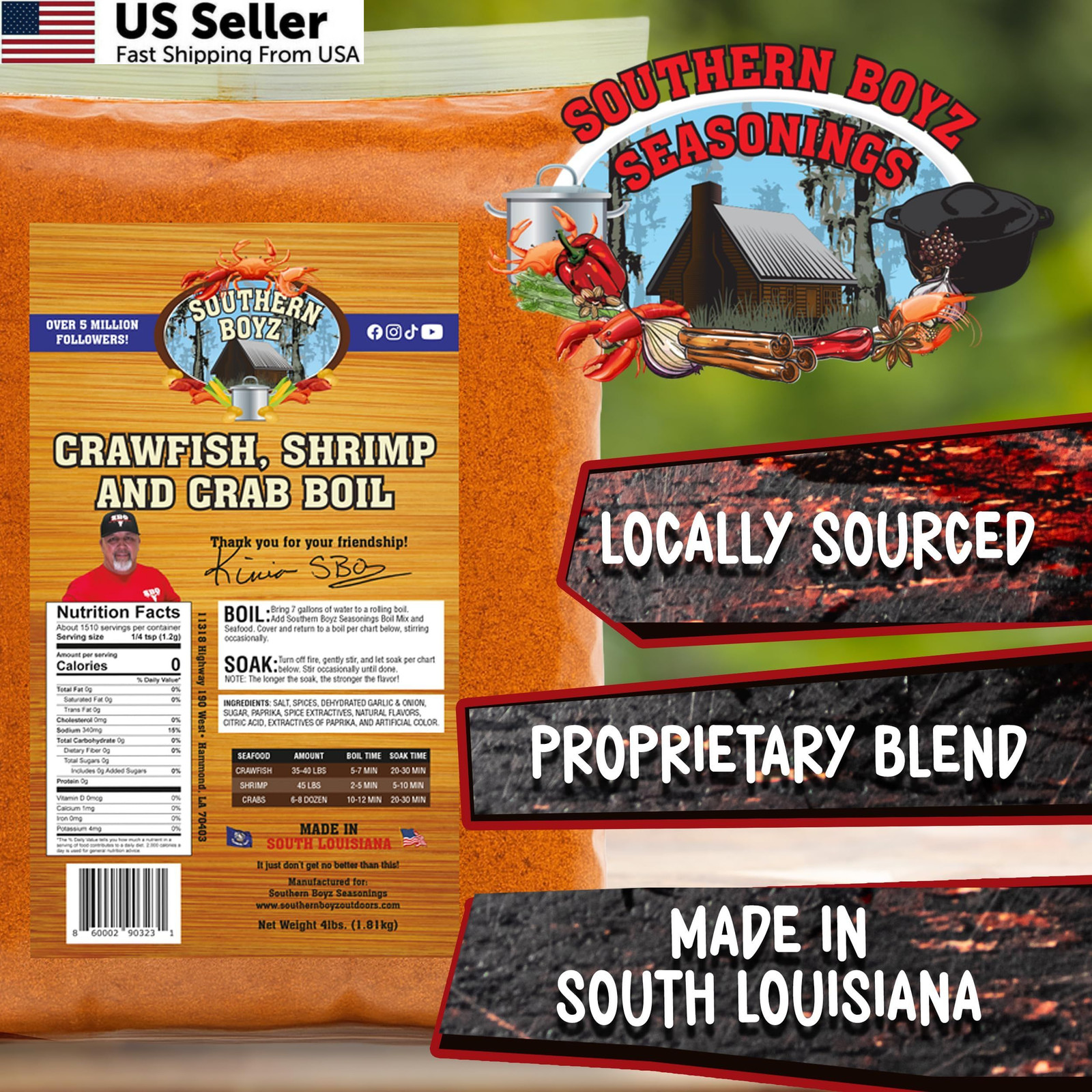 Southern Boyz Seasonings Cajun Seafood Boil – 4 lb Bulk 64 Ounce (Pack of 1)