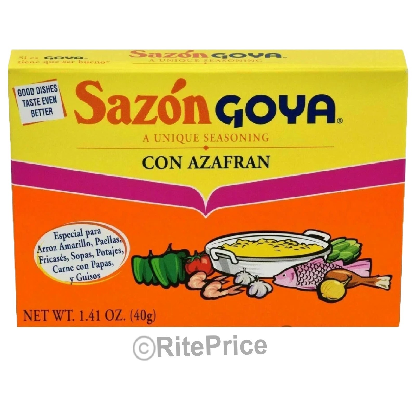 Sazon GOYA with Azafran (Saffron) 1.41Oz. (3 Pack) (8 Packets on each pack) New