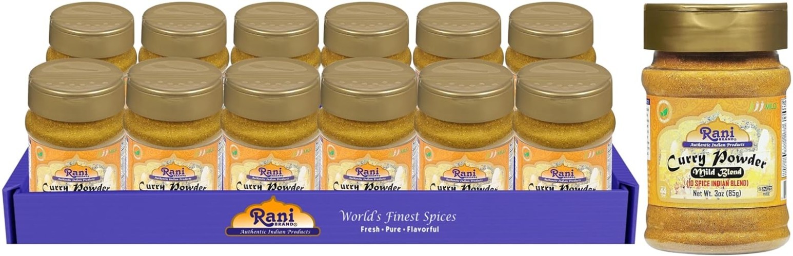 Rani 3oz Mild Curry Powder – Gluten-Friendly, Non-GMO Pack of 12 for Cooking