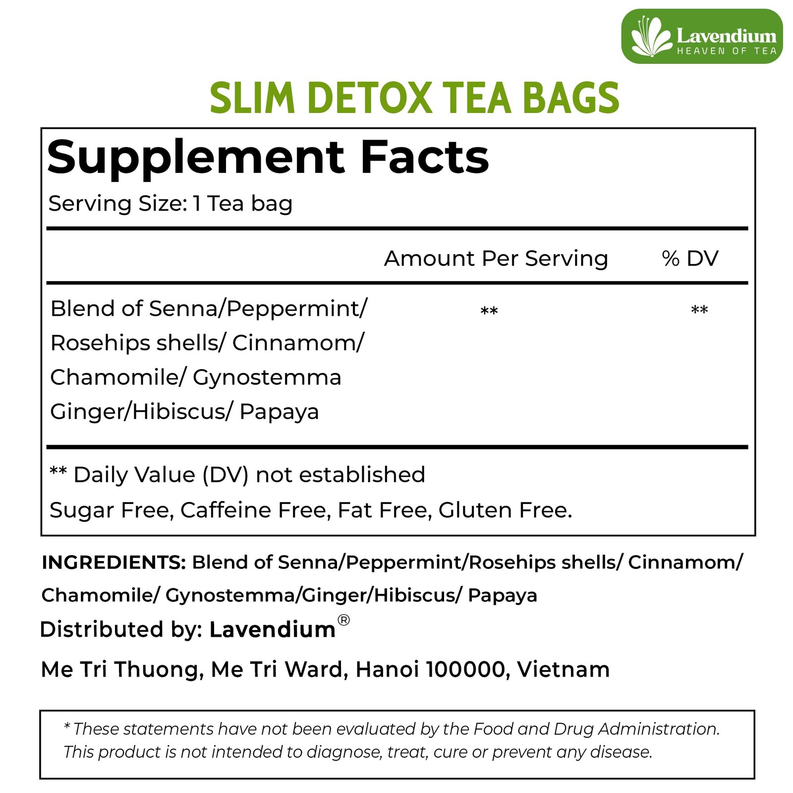 60 Bags – SIimming Detox Tea Caffeine Free – Herbal Tea with Chamomile, Hibis…