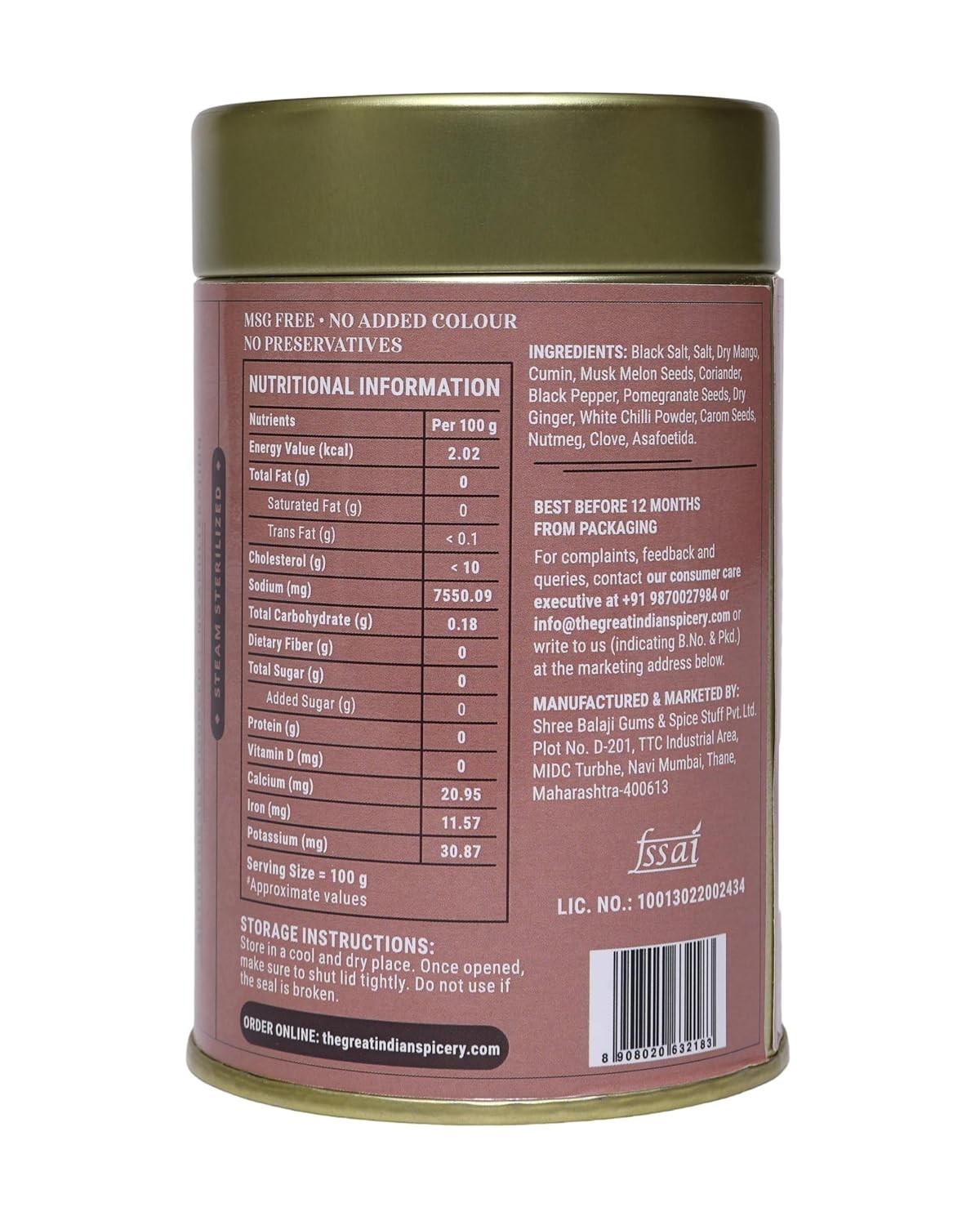 The Great Indian Spicery | Chaat Masala | 100gm Tin