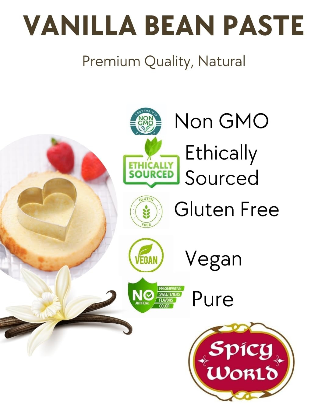 Spicy World Vanilla Bean Paste 4oz Jar – All Natural & Pure – Made with Organic