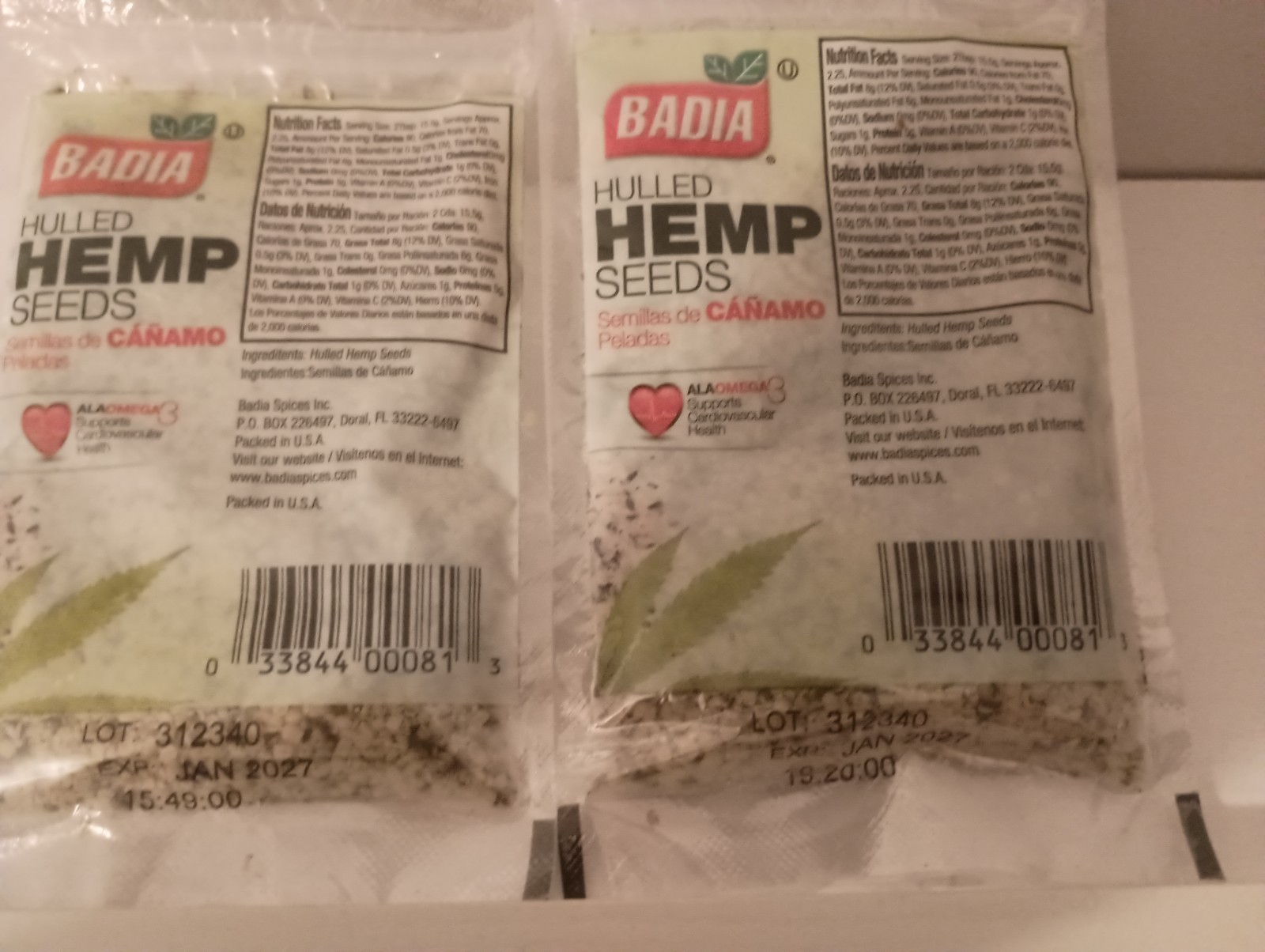 Badia® Hulled Hemp Seeds 1.25 Oz (2 Pack) High in Fiber Protein and Omega 3