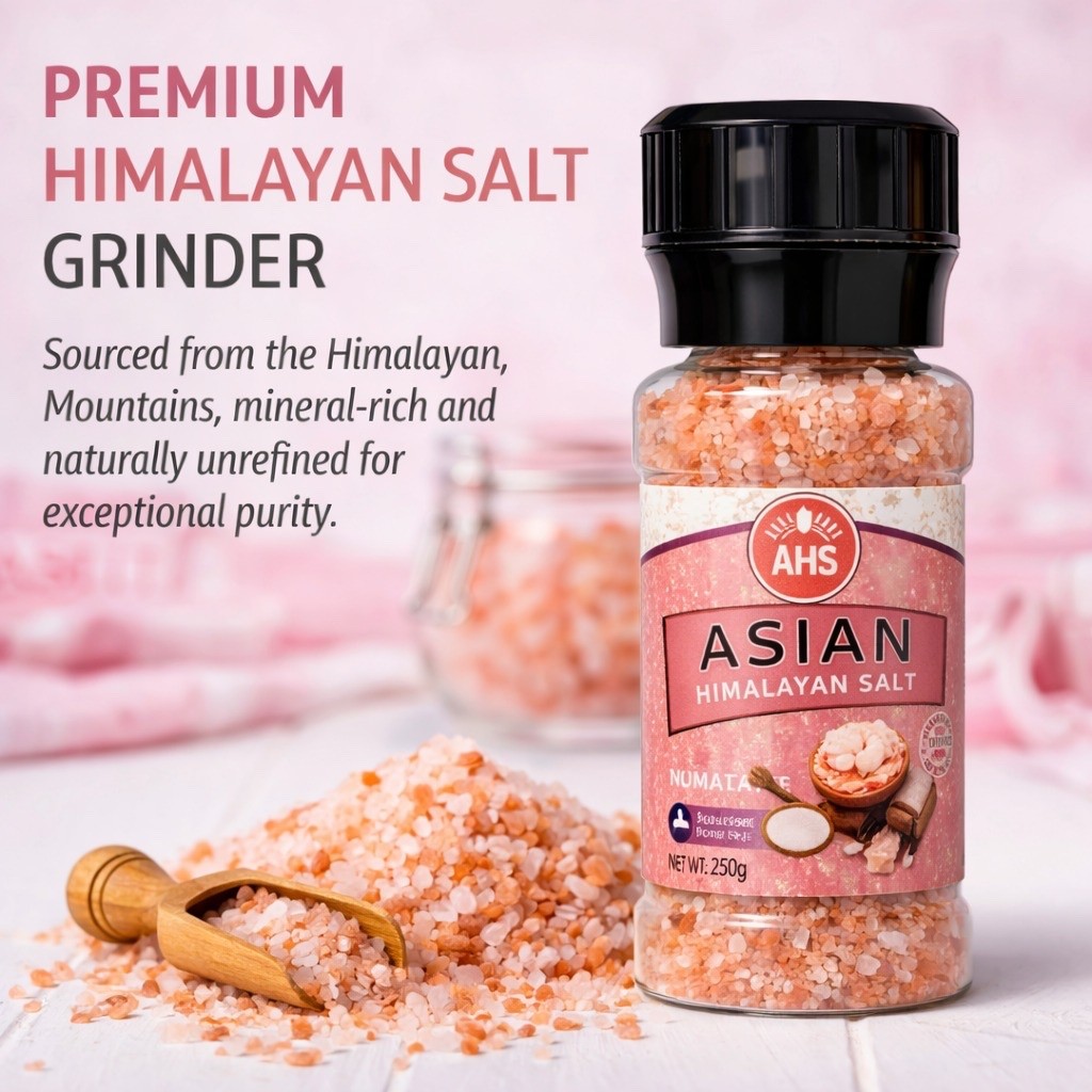 Asian Himalayan Natural Pink Salt in a grinder bottle (coarse) 250 gm & 115 gm