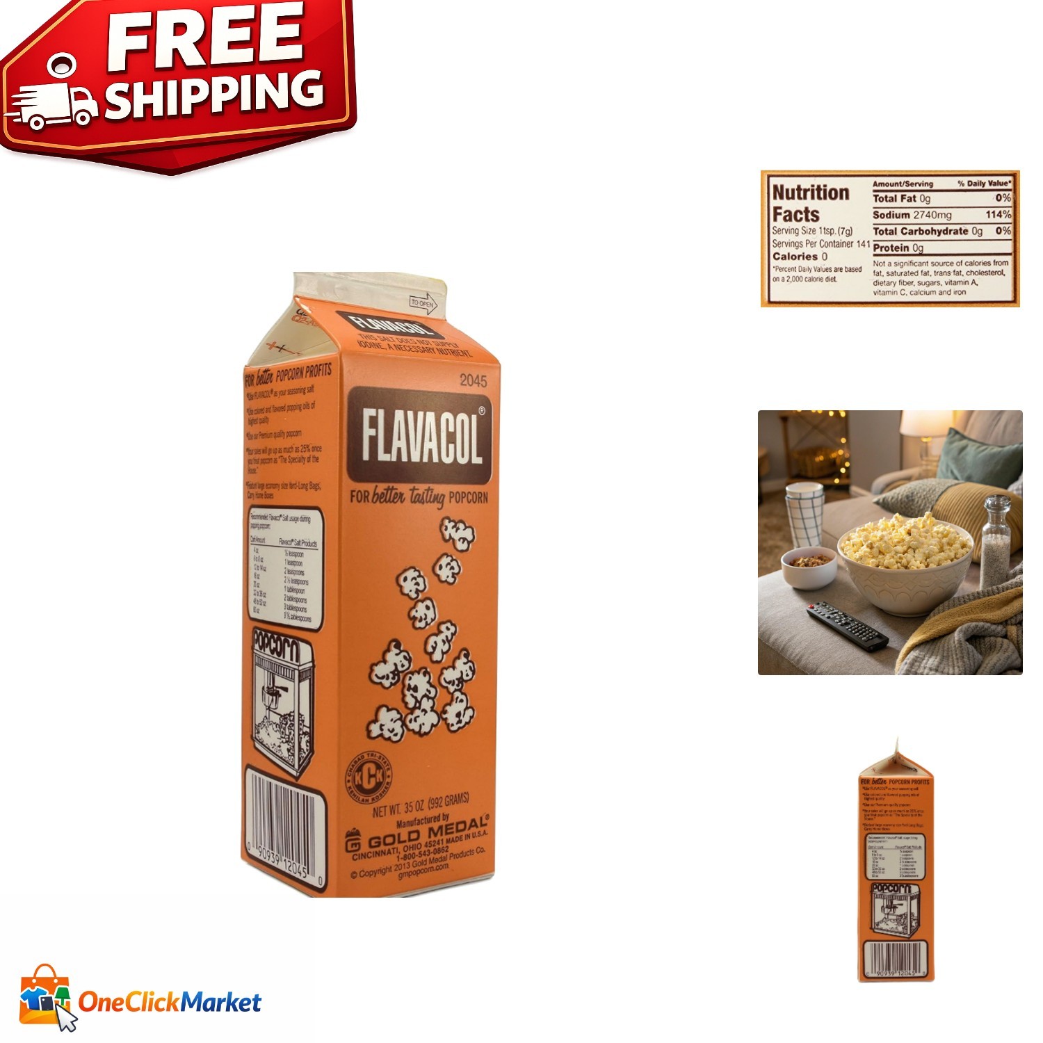 Ultimate 35oz Flavacol Popcorn Salt: Yellow Seasoning for Delicious Batches