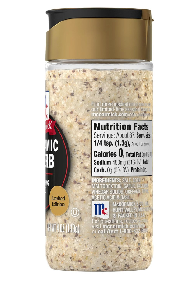 McCormick Finishing Salt Balsamic & Herb Caprese Grill Seasoning Rare BB 8/2026