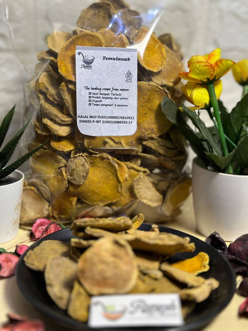 Temulawak Dried Slices 500g Curcuma Rhizome, Indonesian Spice Aroma Ritual Blend