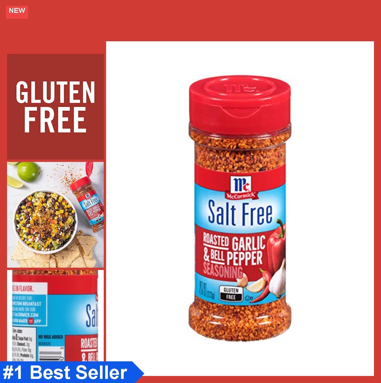 Salt Free Roasted Garlic Bell Pepper Seasoning 4.34oz No Salt MSG Added