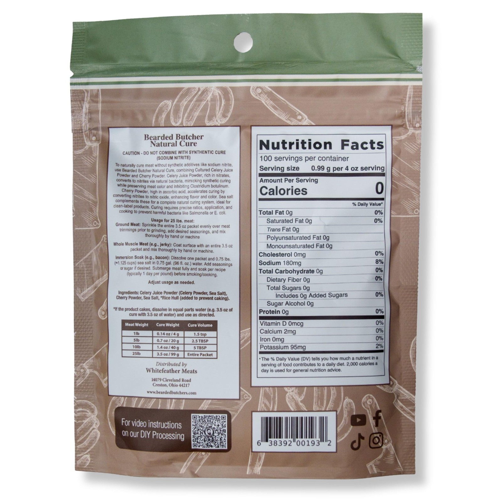 Bearded Butchers Natural Cure, 3.5 oz – Celery Juice Powder & Cherry Powder f…
