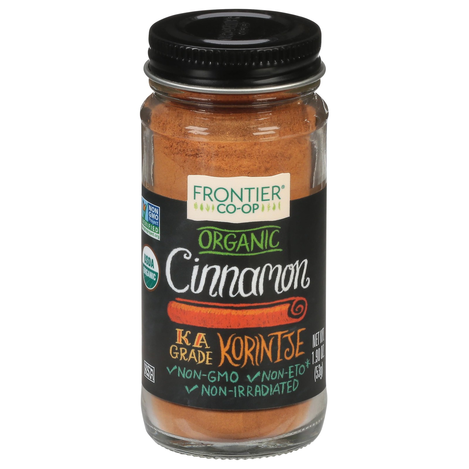 Frontier Co-op Organic Ground Korintje Cinnamon 1.9 Ounce Premium Spice