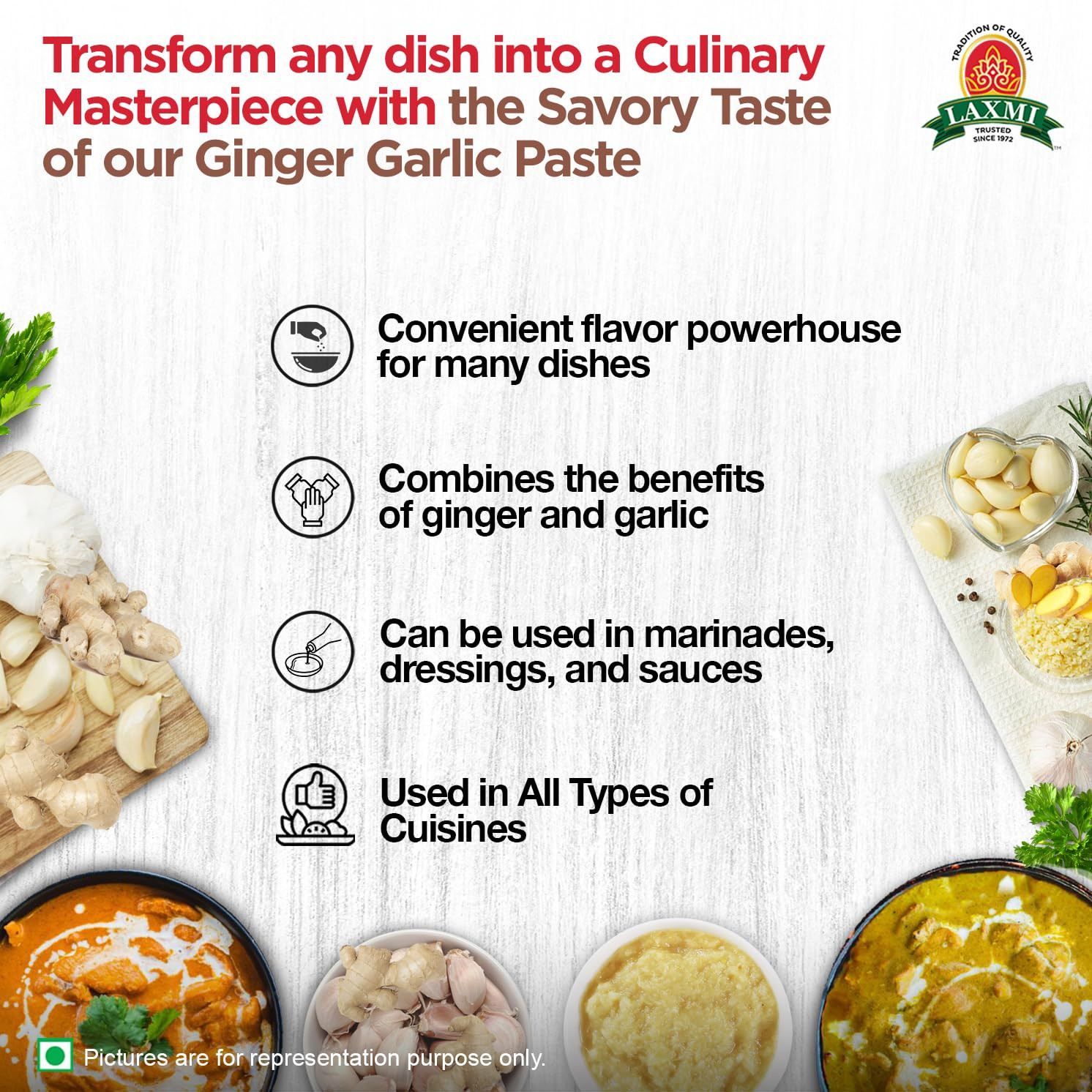 Laxmi 8 Oz Ginger Garlic Paste Authentic Flavor for Asian Cooking