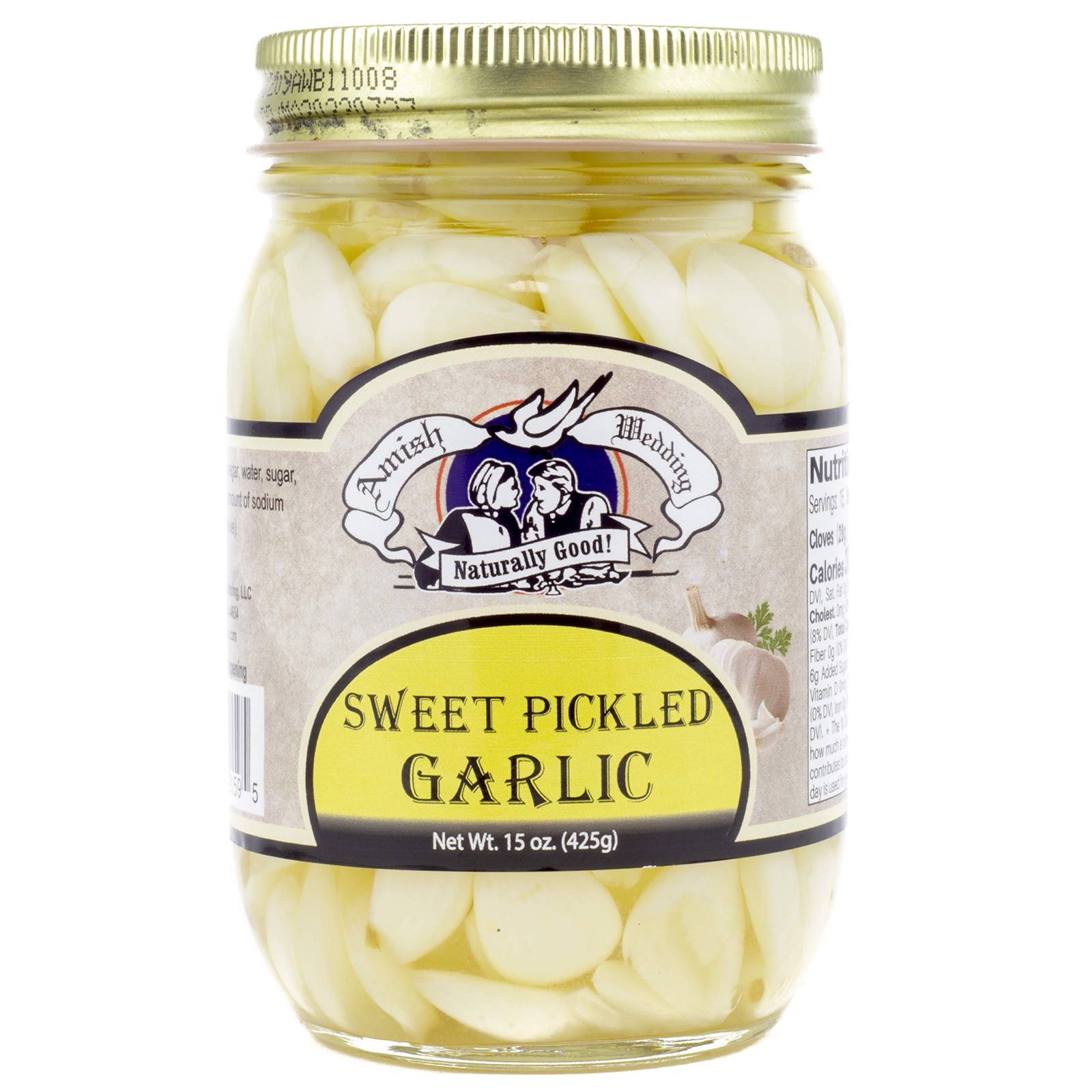 Amish Wedding All-Natural Sweet Pickled Garlic 15 Ounces 2 Jars