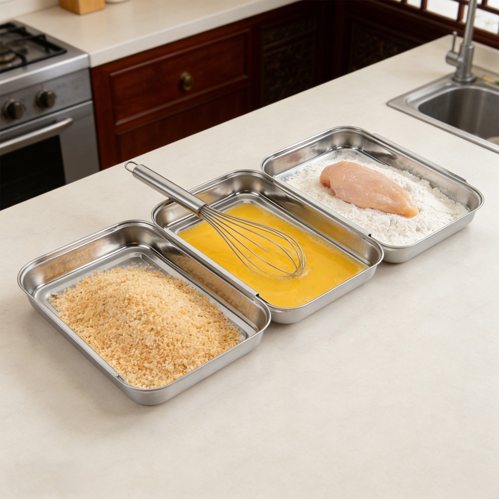 1 Set Reusable Stainless Steel Bread Pans for Marinating Chicken and Meat