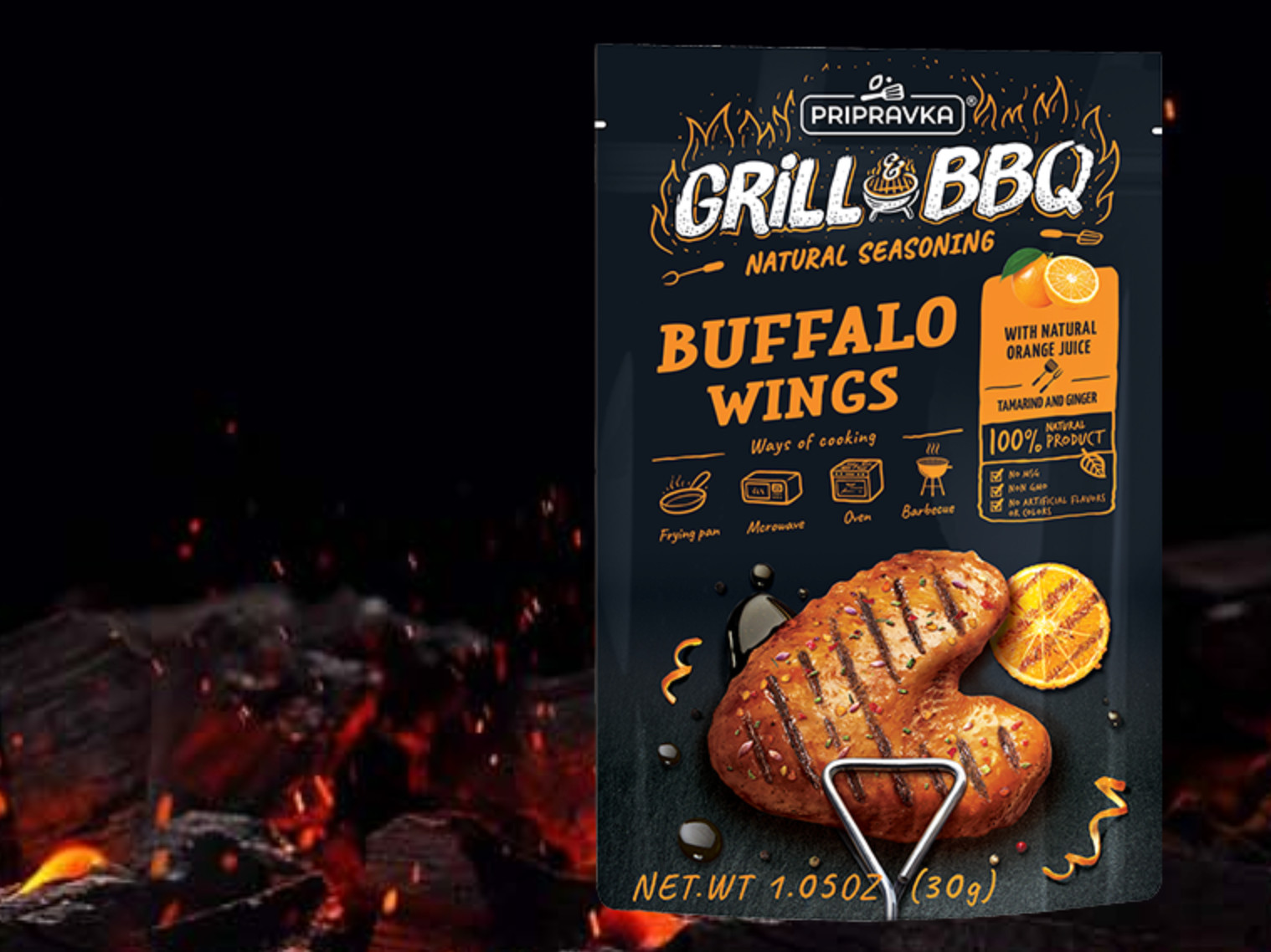 Ukrainian Owned™ Support Ukraine – Natural Seasoning BUFFALO WINGS w Orange 30g
