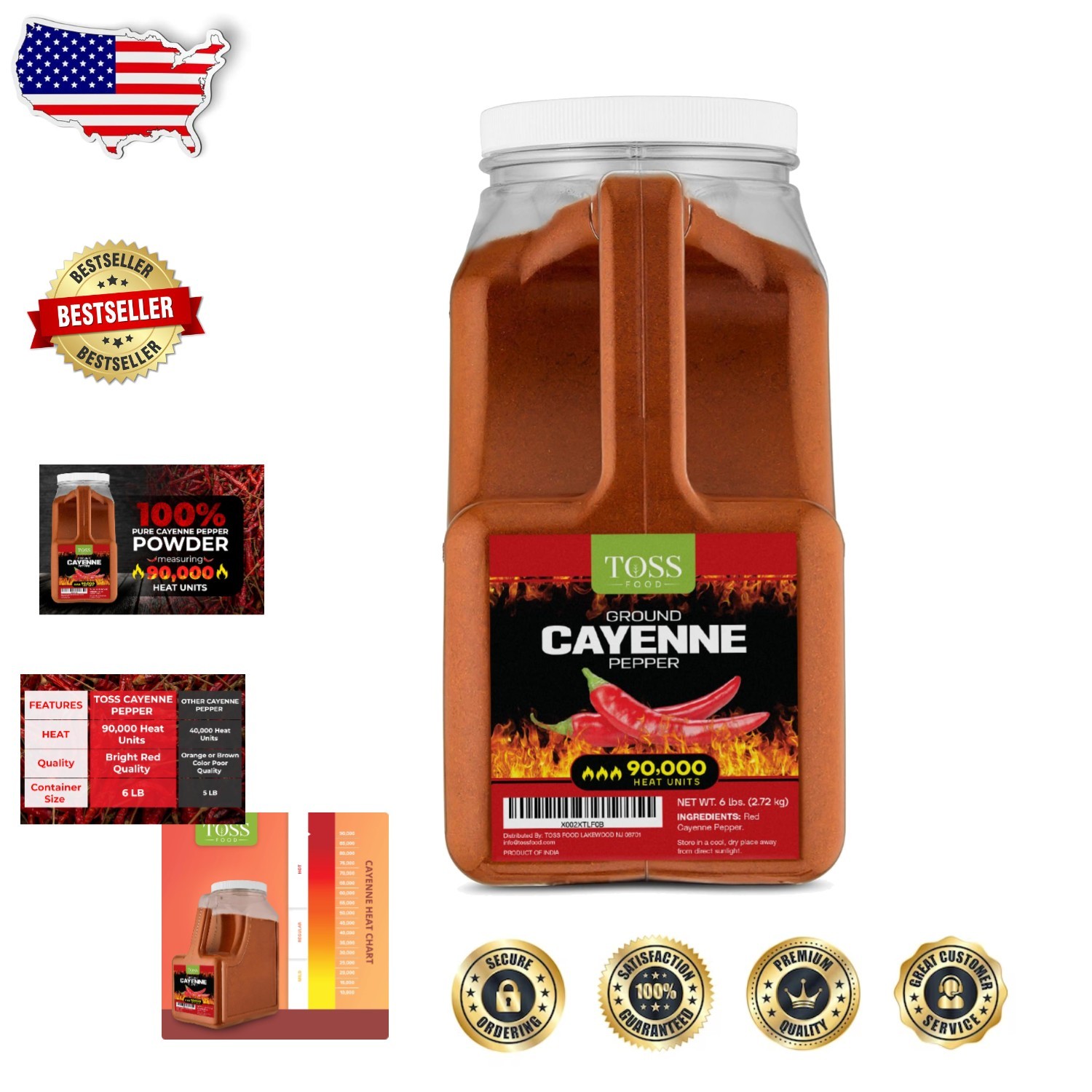 Certified Kosher 6lb Ground Cayenne Pepper 90000 Heat Units Value