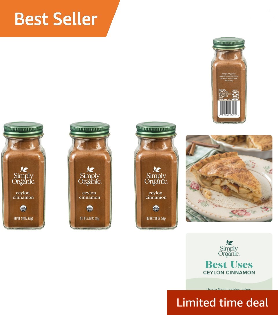 Organic Ceylon Cinnamon Powder – 3 Pack of 2.08 Oz for Cooking & Baking