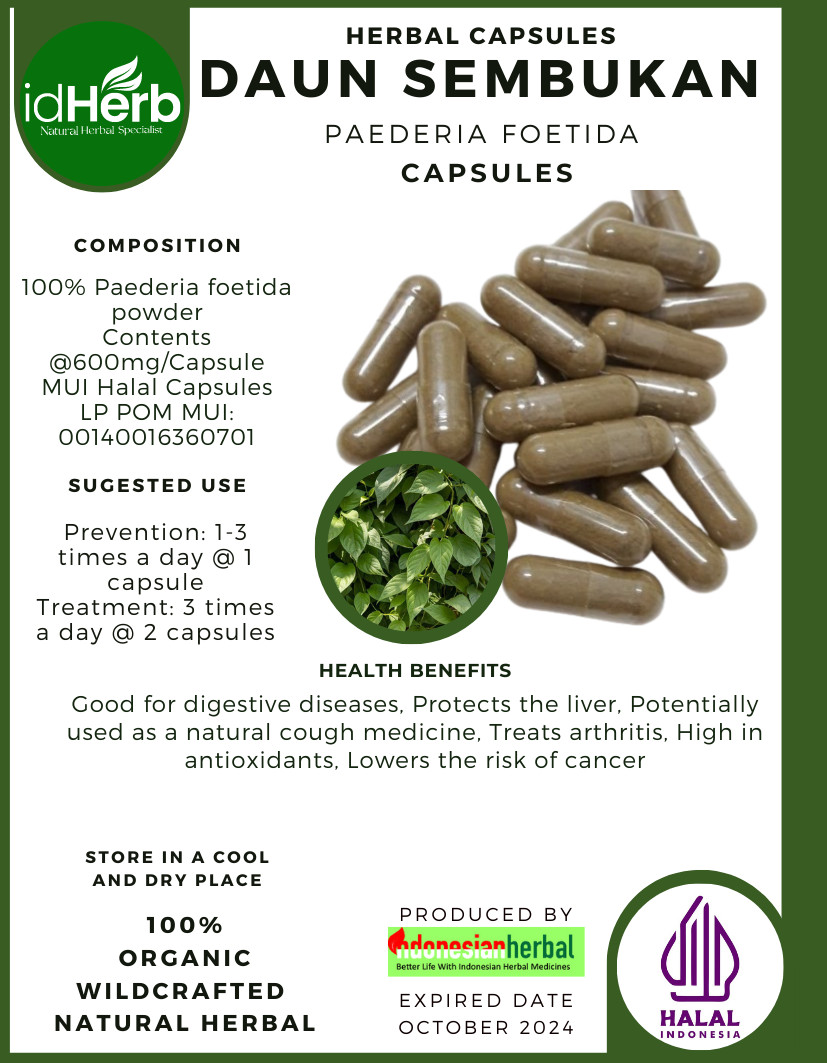 {idHerb} CAPSULE DAUN SEMBUKAN PAEDERIA FOETIDA NATURAL ORGANIC HERBAL FRESH