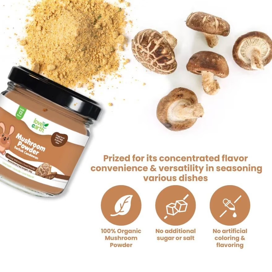 LOVE EARTH Organic Baby Powder Mushroom (Halal & 100% Natural) 40g