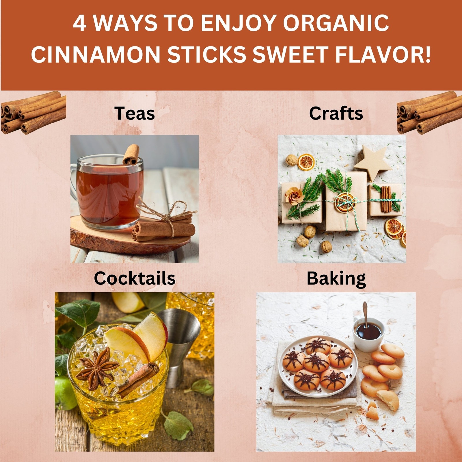 Organic Cinnamon Sticks -Gluten Free, Non-GMO, and USDA Organic -3.5-Inch Length