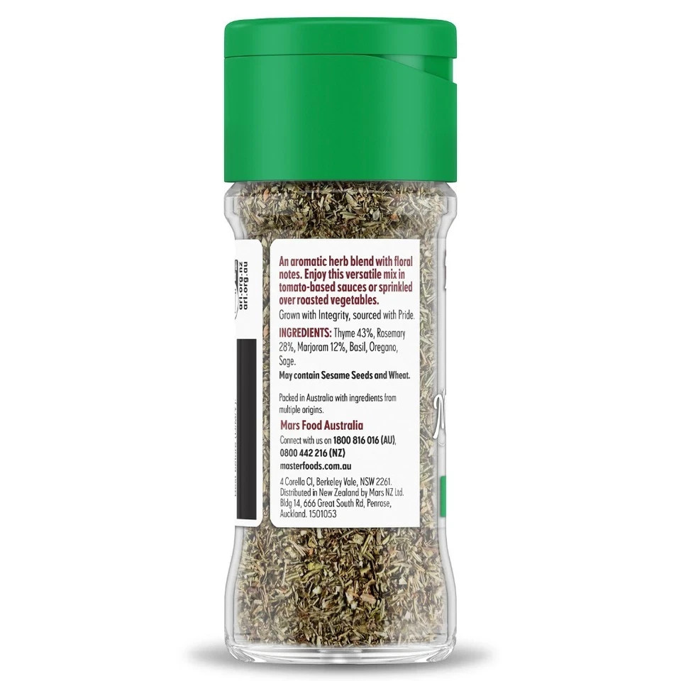 MasterFoods Dried Mixed Herbs 10g – Jar