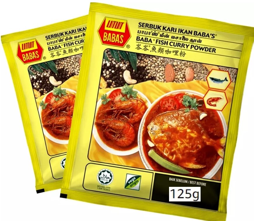 BABA’S Spice Original/Hot & Spicy Fish Prawn Curry Powder 125g/250g Vege HALAL