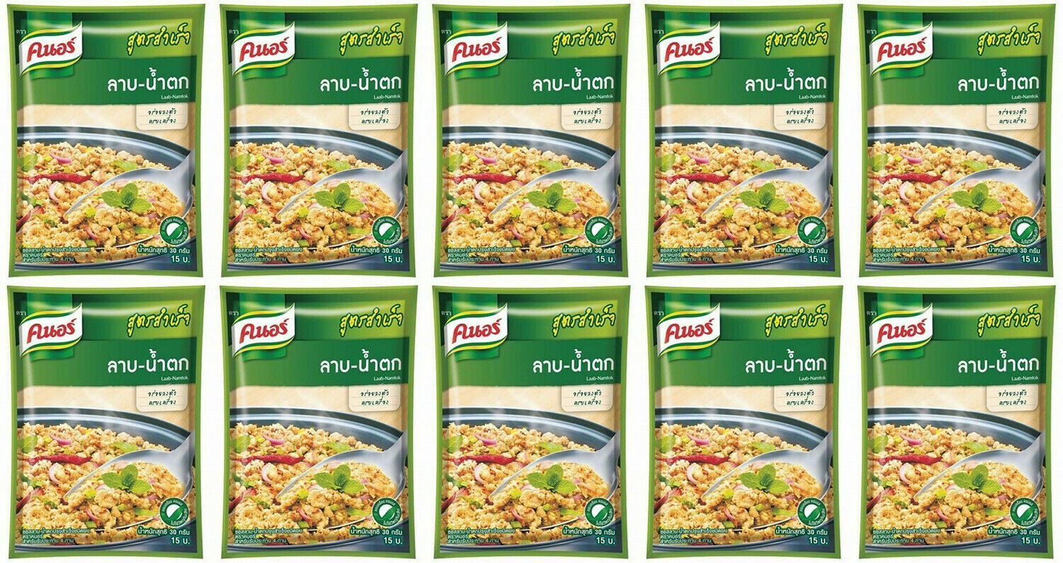 10 x Knorr LAAB NAMTOK Complete Recipe Mix Delicious Thai Food Side Dish 30g