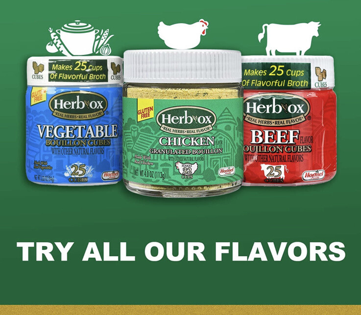 4x Herb Ox Chicken Bouillon Cubes 3.25 Oz – 25 Cubes Per Jar (Total = 100 Cubes)