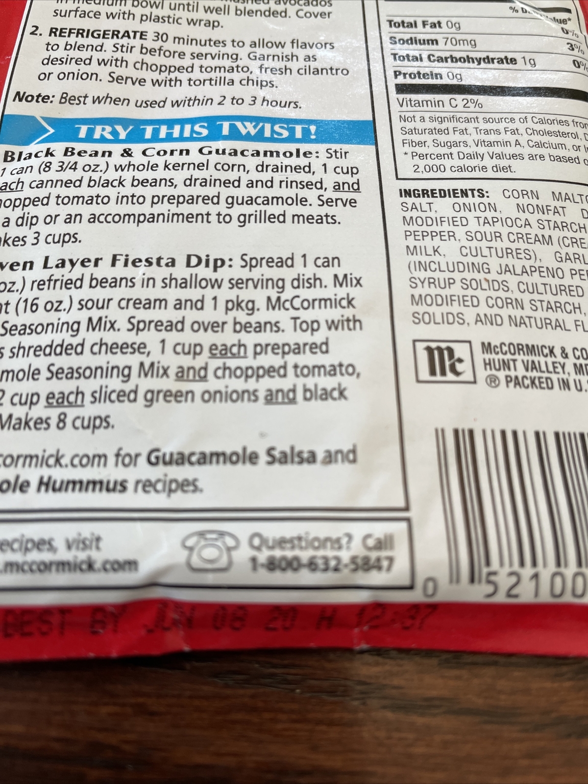 McCormick Guacamole Seasoning Mix 1 oz 2 pack