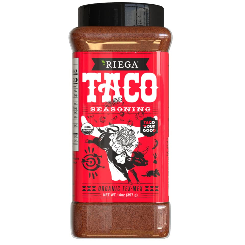 Riega Taco Seasoning, Organic Mexican Spice Blend for Tex Mex Beef, Chicken, Veg